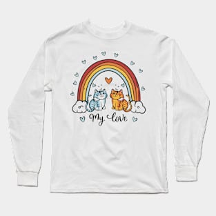 My Rainbow Cat is My Valentine Long Sleeve T-Shirt